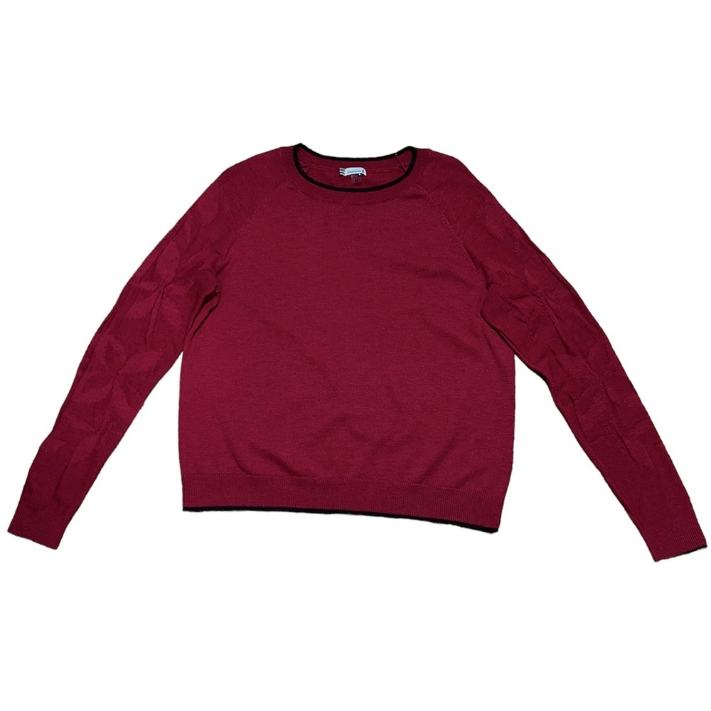 Smartwool Wm’s Edgewood Crew Pomegranate Heather Textured Floral Sleeve Sweater